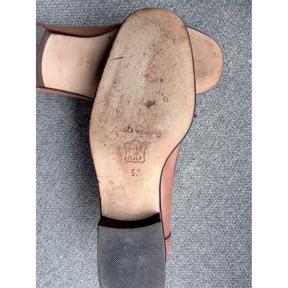 Sesto Meucci Leather Loafers Women 5.5 Tan Good Tassel Made in Italy Brogue - Picture 7 of 8